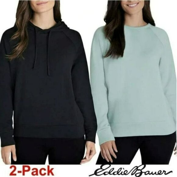 NWT Eddie Bauer 2-Pack Cozy Soft Sweatshirt Crewneck and Hoodie Combo Set - Picture 1 of 11